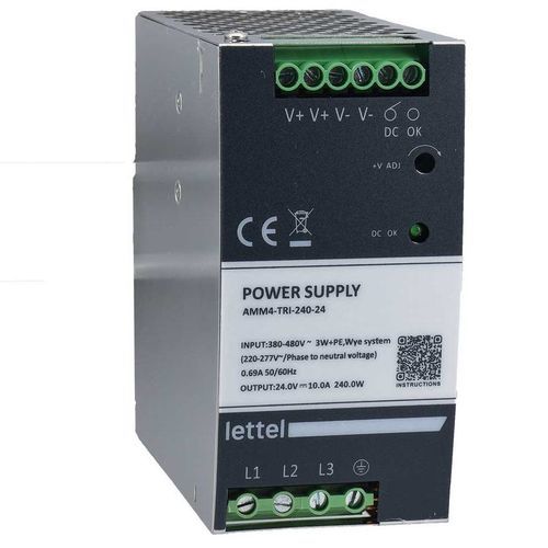 Alimentation électrique sur rail DIN - AMM4-TRI series - Lettel - AC/DC / stabilisée / à sorties multiples