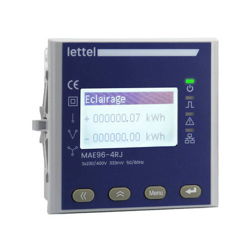 Compteur d'énergie électrique triphasé - MAE96-4RJ - Lettel - monophasé / pour montage sur panneau / multifonction