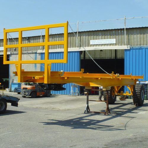 Semi-remorque à plateau - Deves - porte-conteneur / de chantier / pour tuyaux
