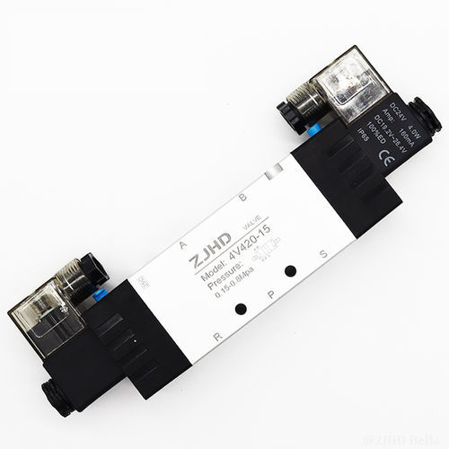Électrovanne à commande assistée - 4V420-15B  - ZJHD Automation Technology Co., Ltd. - 5 voies / pour air comprimé / filetée