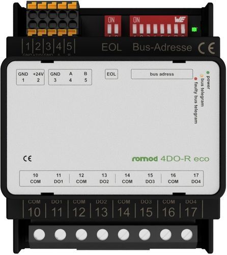 Module de sortie numérique - romod 4DO-R eco - Romutec Steuer- u. Regelsysteme GmbH - Modbus RTU / RS485 / à 4 S