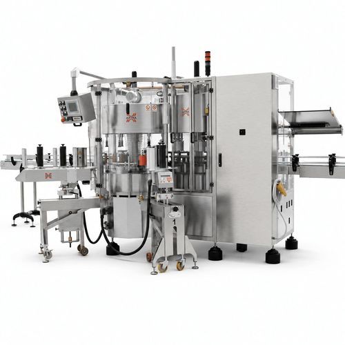 Capsuleuse-sertisseuse-étiqueteuse monobloc - Axtra Srl - rotative / pneumatique / en ligne
