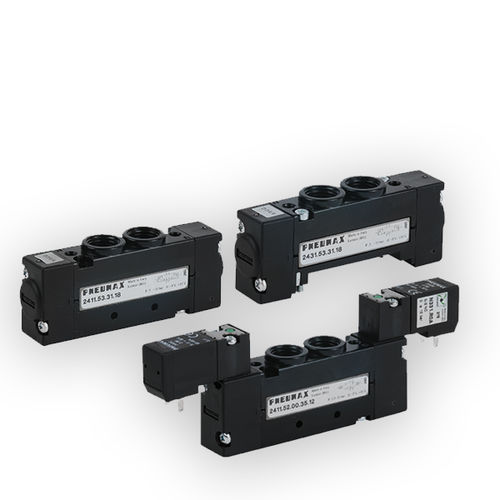 Distributeur pneumatique à tiroir - 2400 series - PNEUMAX - actionné par solénoïde / 5 voies / en aluminium