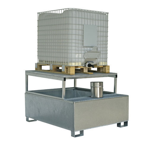 Palette de rétention pour conteneur IBC - TCB 1 - Saebu Morsbach GmbH - en métal / avec grille galvanisée