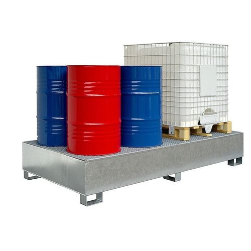 Palette de rétention pour conteneur IBC - TC 3 - Saebu Morsbach GmbH - 4 fûts / en métal / avec grille galvanisée