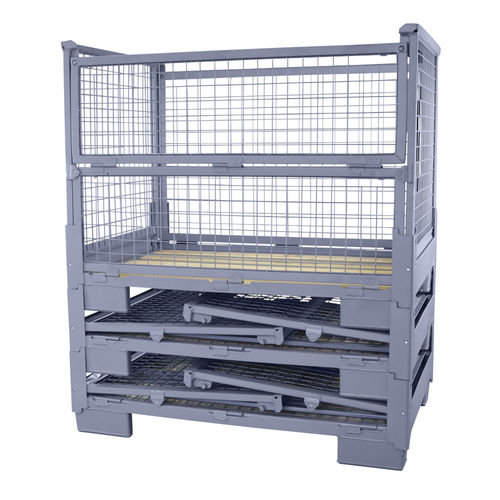 Caisse-palette en acier inoxydable - Schneider - pliable / normalisée / en maille métallique