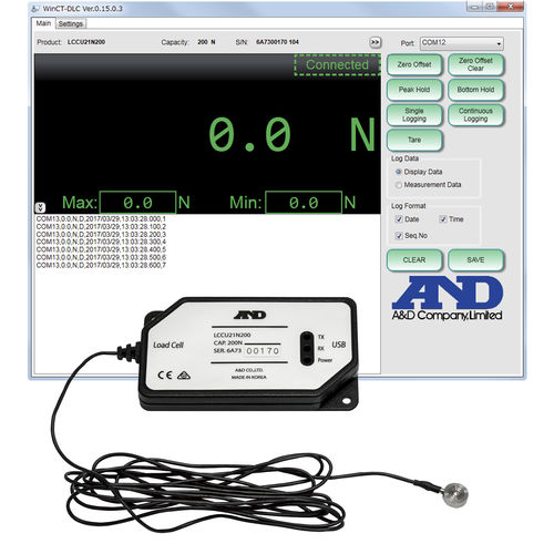 Capteur de force USB - LCCU-21 - A&D COMPANY, LIMITED - en compression / type bouton / par jauge de contrainte