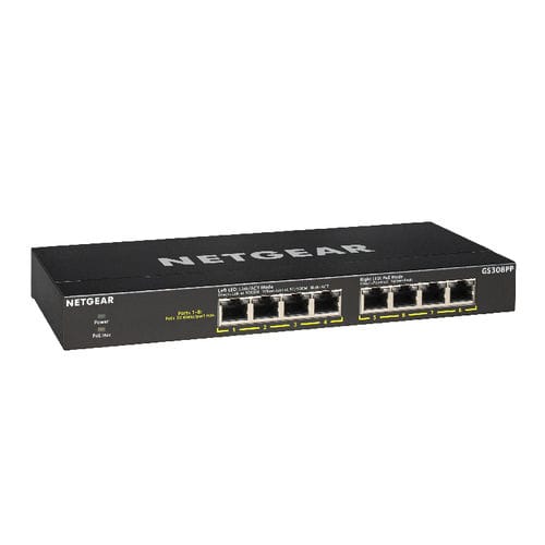Commutateur Ethernet non administrable - GS308PP - NETGEAR - 8 ports / Gigabit Ethernet / de bureau