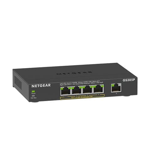 Commutateur Ethernet non administrable - GS305Pv2 - NETGEAR - 5 ports / Gigabit Ethernet / à liaison sans fil