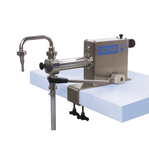 Remplisseuse semi-automatique - AH - GEPAS mbH - multi contenant / pour bouteilles en verre / d'ampoules