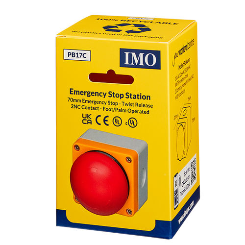Bouton poussoir coup de poing - PB17C - IMO Precision Controls Limited - d'arrêt d'urgence / IP67 / en plastique