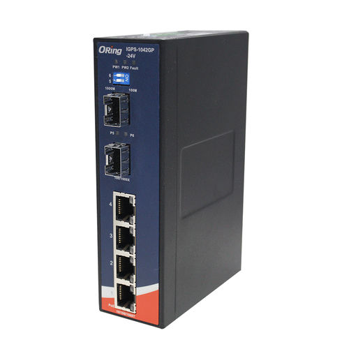Commutateur Ethernet non administrable - IGPS-1042GP-24V - Oring Industrial Networking Corp. - 10/100BaseT(X) / 6 ports / sur rail DIN