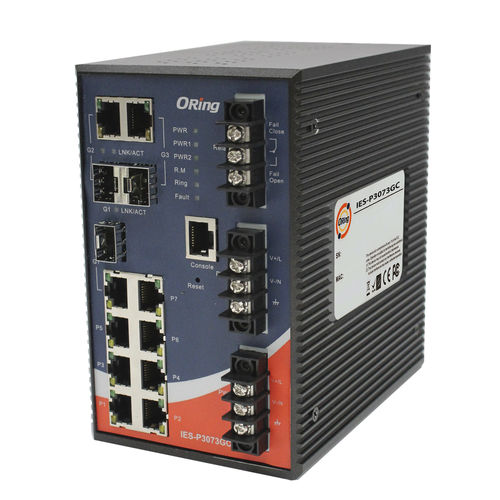 Commutateur Ethernet administrable - IES-P3073GC series - Oring Industrial Networking Corp. - 10 ports / gigabit / sur rail DIN