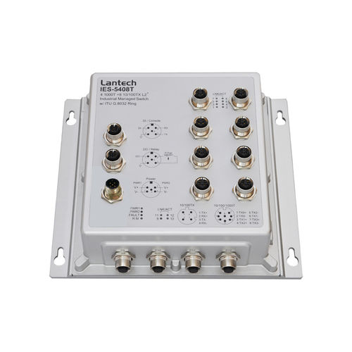 Commutateur Ethernet administrable - IES-5408T series - Lantech Communications Europe GmbH - 12 ports / gigabit / sur rail DIN