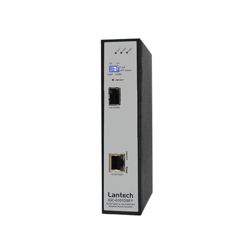 Commutateur convertisseur intelligent - IGC-0101DSFP series - Lantech Communications Europe GmbH - 2 ports / Ethernet / sur rail DIN