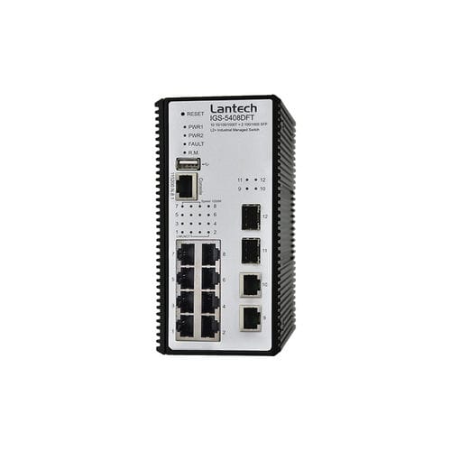 Commutateur Ethernet administrable - IGS-5408DFT series - Lantech Communications Europe GmbH - 12 ports / gigabit / sur rail DIN