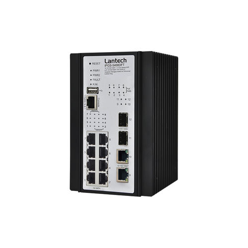 Commutateur Ethernet administrable - IPGS-5408DFT series - Lantech Communications Europe GmbH - 12 ports / gigabit / sur rail DIN