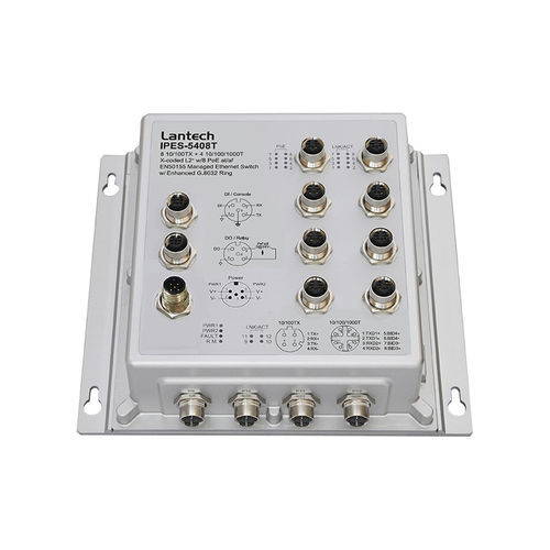 Commutateur Ethernet administrable - I(P)ES-5408T - Lantech Communications Europe GmbH - 12 ports / PoE / EN50155