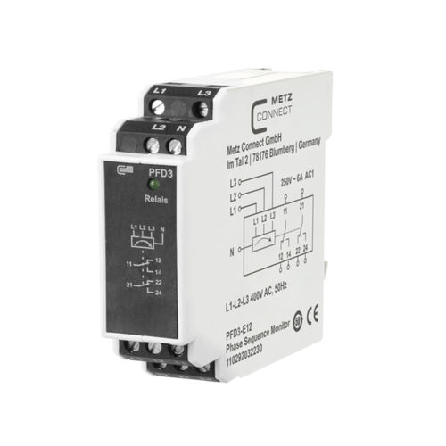 Relais de surveillance d'ordre de phases - PFD3-E12, 400 V - METZ CONNECT - AC / sur rail DIN