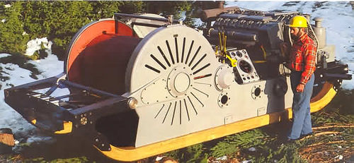 Treuil à moteur thermique - W-200 - Wyssen Seilbahnen AG - monté sur traîneau