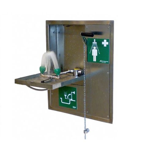 Douche oculaire murale - 822 3599 - GIA Premix AB - montée sur plateforme / en plastique / automatique