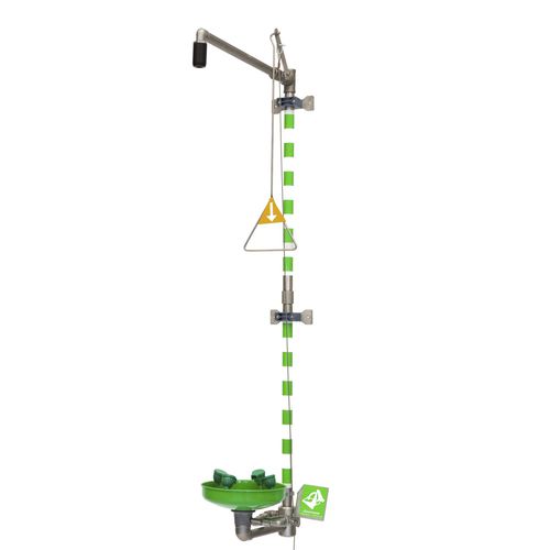 Douche de sécurité murale - 797 6171 - GIA Premix AB - avec douche oculaire/faciale / en plastique / en acier inoxydable