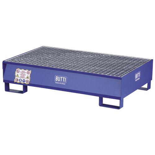 Bac de rétention 2 fûts - 822E - BUTTI - en acier / avec grille galvanisée / avec caillebotis amovible
