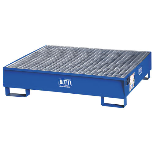 Bac de rétention 2 fûts - 802VG - BUTTI - en acier / avec grille galvanisée