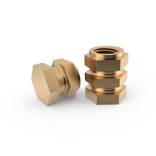 Insert hexagonal - ES CH series - Specialinsert s.r.l. - fileté / en laiton / pour thermoplastiques