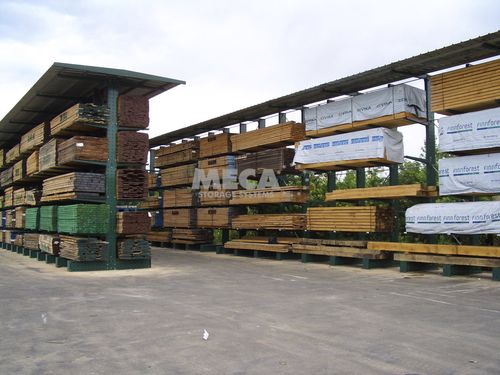 Rayonnage à usage extérieur - MECA STORAGE SYSTEMS - cantilever / pour charges longues / avec toit