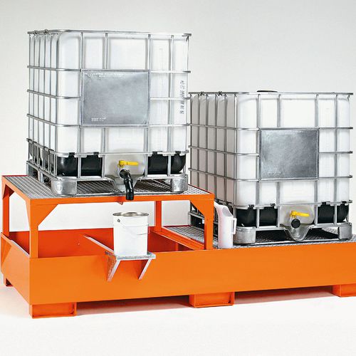 Bac de rétention pour cubitainer - BS112 2C - VEAB - 2 fûts / en acier / avec grille galvanisée