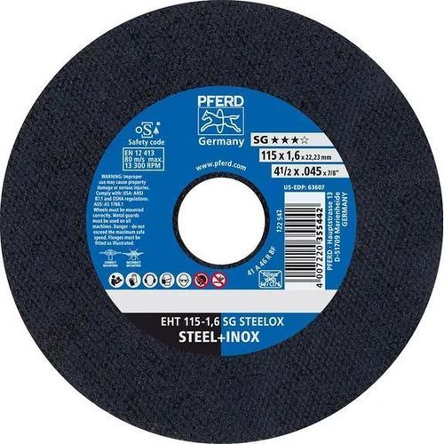 Disque à tronçonner pour tôle - EHT 115-1,6 SG - PFERD - pour acier inoxydable / en oxyde d'aluminium / fin