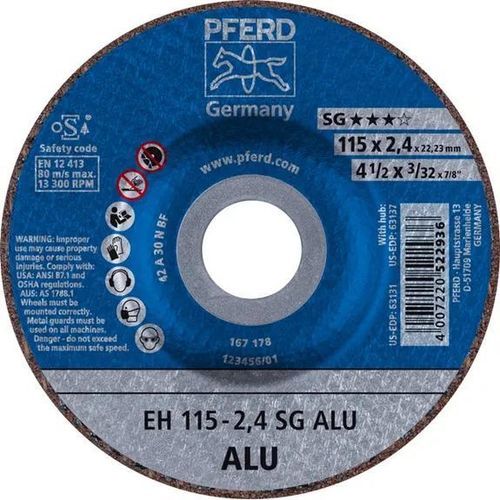 Disque à tronçonner pour tôle - EH 115-2,4 SG - PFERD - pour aluminium / pour métaux non ferreux / fin