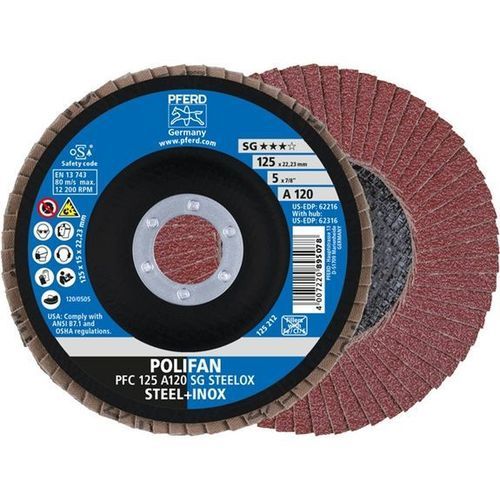 Disque à lamelle en oxyde d'aluminium - PFC 125 A 120 SG - PFERD - de finition / pour acier inoxydable