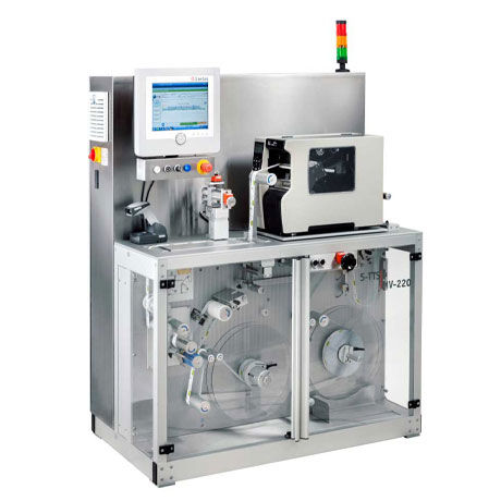 Système de marquage et vérification pour l'industrie pharmaceutique - MV-220 - Laetus - automatique / pour étiquettes / d'impression