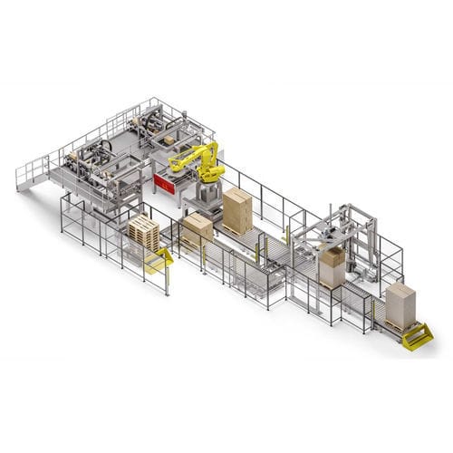 Palettiseur à ligne multiple - FLEXROBOT - TMG Impianti S.p.a. - robotisé / de barquettes / de cartons