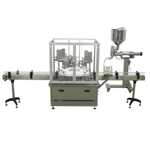 Remplisseuse capsuleuse automatique - Monoblocchi riempimento e tappatura per Cosmetica – MRT 12 - SEVEN FLUSS S.r.l. - pour produits cosmétiques / monobloc / volumétrique