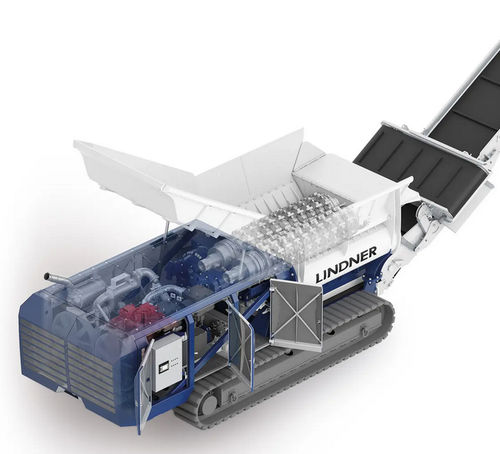 Machine à déchiqueter mobile - Urraco 95 DK - Lindner Recyclingtech GmbH - primaire / à deux arbres / de déchets
