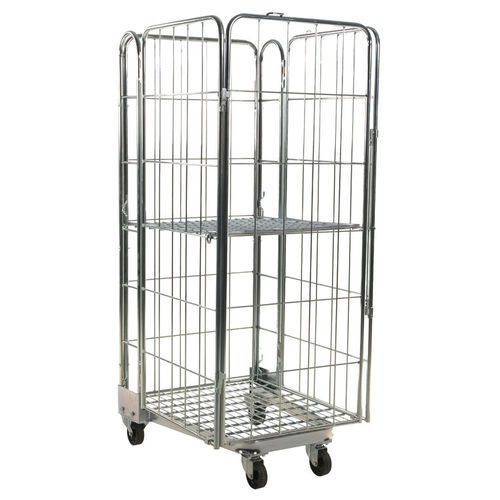 Roll-conteneur emboîtable - MRN 0708-4S - Arcawa GmbH - multiusage / en maille métallique / à étagères