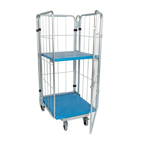 Roll-conteneur emboîtable - MRNE7281.16BL-4S - Arcawa GmbH - multiusage / à étagères / en maille métallique