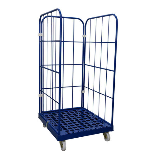 Roll-conteneur à étagères - MRP070815-3S-GBL - Arcawa GmbH - en maille métallique / 3 panneaux / avec base en plastique