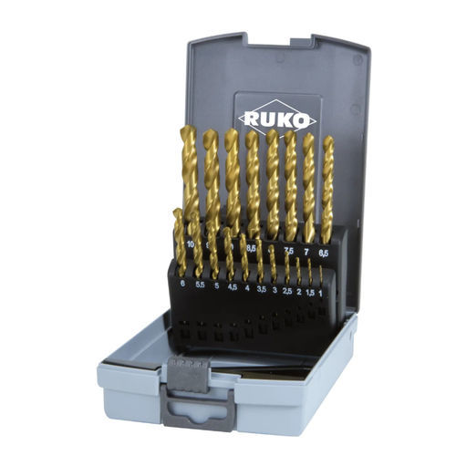 Jeu de forets monobloc - 250851TRO - RUKO GmbH Präzisionswerkzeuge - HSS-TiN / avec pointe revêtue de TiN / DIN 338