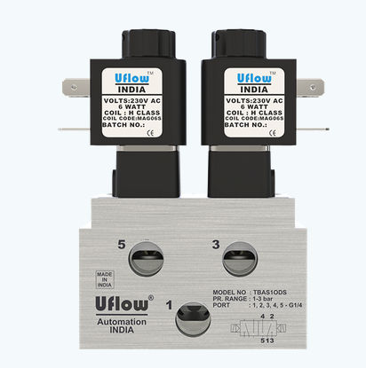 Distributeur pneumatique à clapet - TBAS10DS - UFLOW AUTOMATION - actionné par solénoïde / 4/2 voies / en aluminium