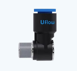 Raccord pneumatique - VO-42 series - UFLOW AUTOMATION - fileté / coudé à 90° / en plastique