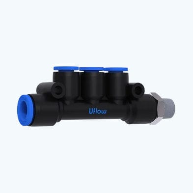 Raccord pneumatique - VO-48 - UFLOW AUTOMATION - fileté / coudé / en plastique