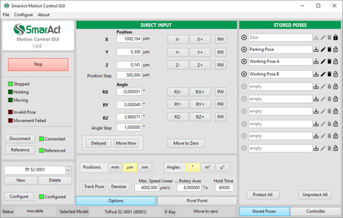 Logiciel d'interface - GUI - SmarAct GmbH - de mouvement 3D / de régulation de mouvement / de positionnement