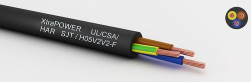 Câble électrique d'alimentation - XtraPOWER UL/SJT - HAR/H05V2V2-F - MediKabel GmbH - isolé / multibrin / en cuivre