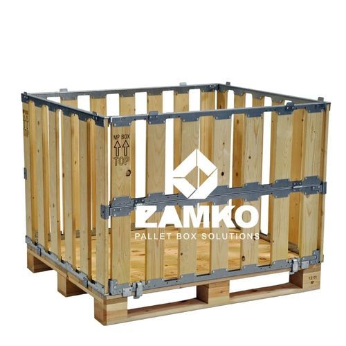 Caisse-palette en bois - MPB.b80.F - ZAMKO - de stockage / pliable / à ridelles rabattables