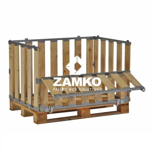 Caisse-palette en bois - MPB.e70.F - ZAMKO - réutilisable / à ridelles rabattables