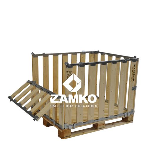 Caisse-palette en bois - MPB.e70.Z - ZAMKO - de stockage / réutilisable / à ridelles rabattables